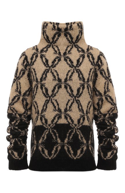Мужской шерстяной свитер DRIES VAN NOTEN бежевого цвета, арт. 242-021250-9709 | Фото 1 (Рукава: Длинные; Длина (для топов): Стандартные; Материал внешний: Шерсть; Драгоценные камни: Проставлено; Материал сплава: Проставлено)