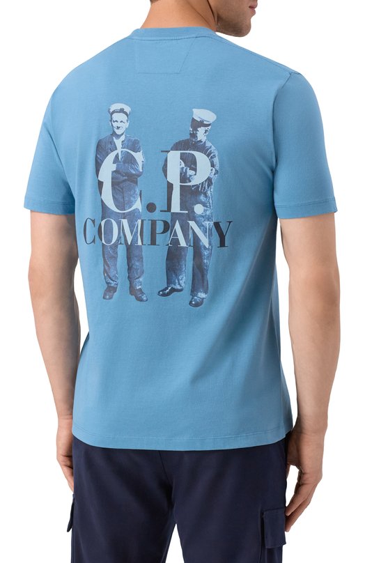 Хлопковая футболка C.P. Company 19CMTS106A006586W Голубой  19CMTS106A006586W Фото 4