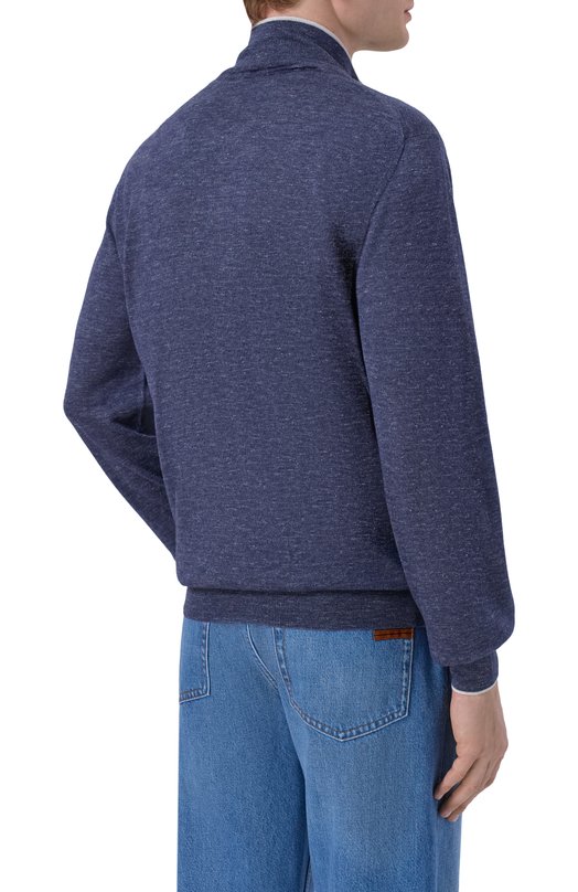 Джемпер из кашемира и шелка Brunello Cucinelli MHS805904 Синий  MHS805904 Фото 4