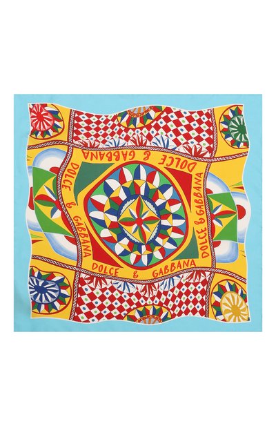 Шелковый платок DOLCE & GABBANA бирюзового цвета по цене 23600 руб., арт. FN093R/GDBTQ, фото 5 Шелковый платок DOLCE & GABBANA, арт. FN093R/GDBTQ, фото 5