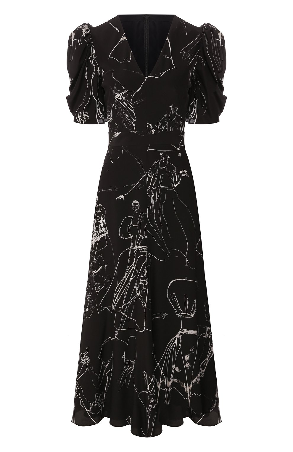 Шелковое платье ALEXANDER MCQUEEN черно-белого цвета по цене 227000 руб., арт. 620654/QDAAP, фото 1 Шелковое платье ALEXANDER MCQUEEN, арт. 620654/QDAAP, фото 1