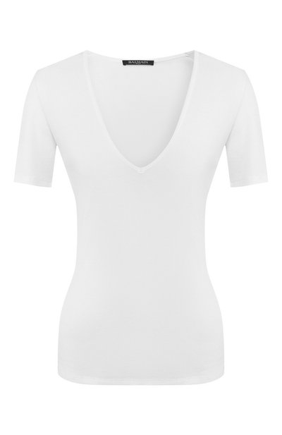 Женская футболка из хлопка и вискозы BALMAIN, арт. RF11412/J065
