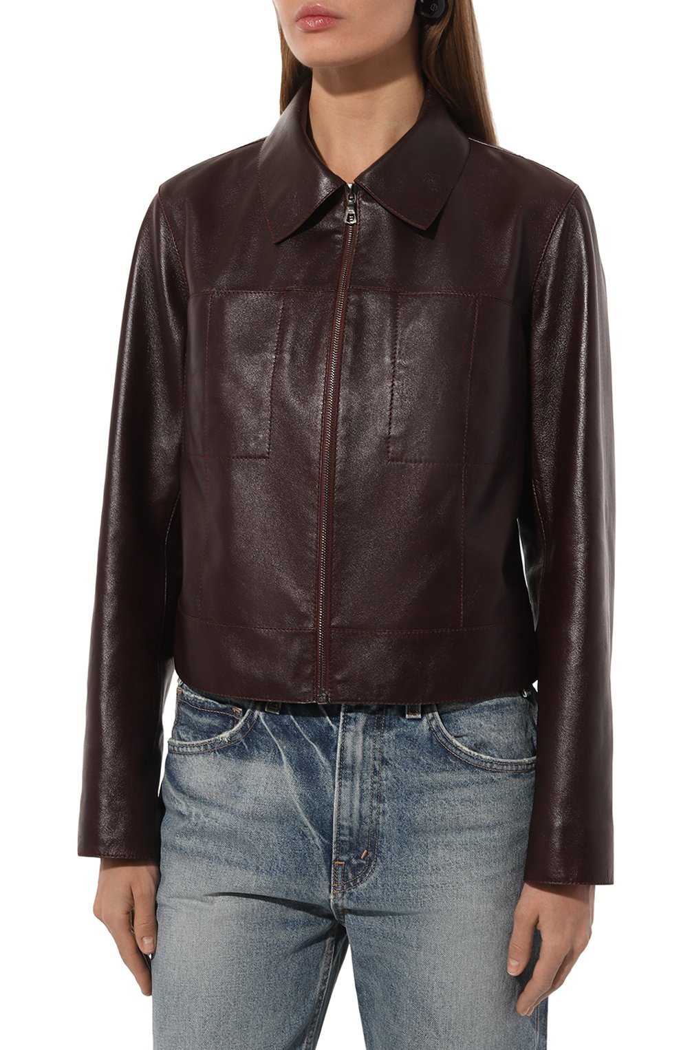 Кожаная куртка MASLOV бордового цвета по цене 138600 руб., арт. MB43, фото 3 Кожаная куртка MASLOV, арт. MB43, фото 3