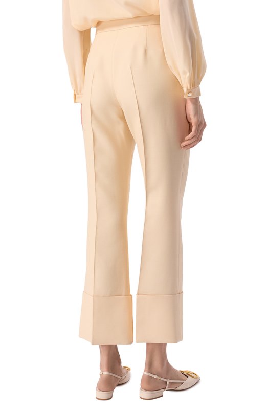 Брюки из шерсти и шелка Valentino 6B3RB6451CF Кремовый  6B3RB6451CF Фото 4