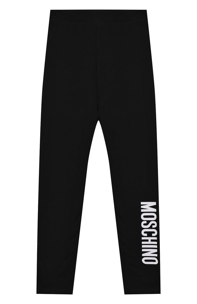 Детские хлопковые брюки MOSCHINO черного цвета, арт. HAP03U/LBA11/10A-14A | Фото 1 (Материал внешний: Хлопок; Девочки Кросс-КТ: Брюки-одежда; Региональные ограничения белый список (Axapta Mercury): RU; Случай: Повседневный; Нос: Не проставлено; Материал сплава: Проставлено; Ростовка одежда: 10 - 11 лет | 140 - 146см, 12 лет | 152 см, 13 - 15 лет | 158 см)