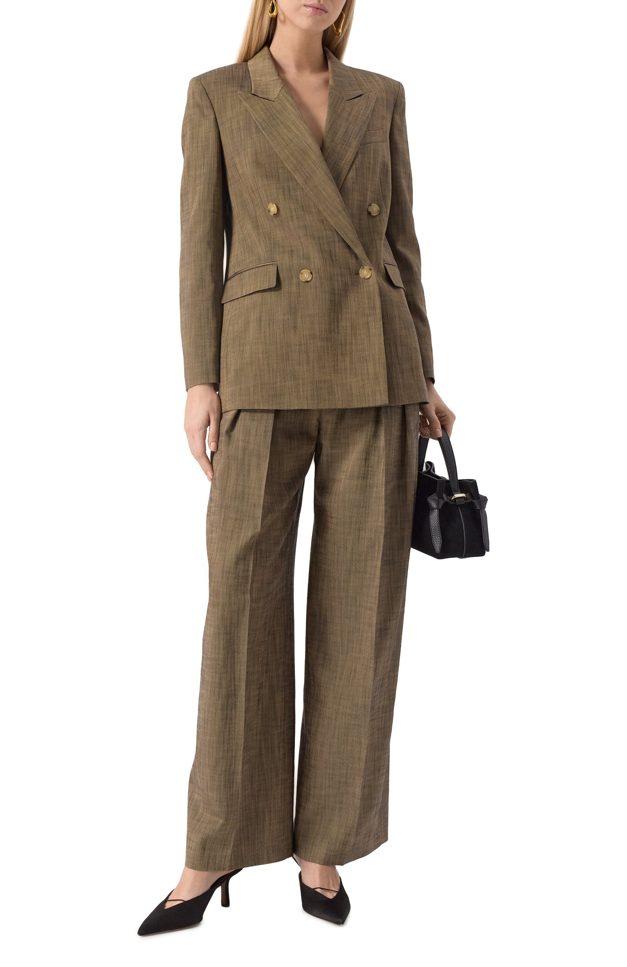 Брюки из вискозы BOSS хаки цвета по цене 29850 руб., арт. 50530924, фото 2 Брюки из вискозы BOSS, арт. 50530924, фото 2