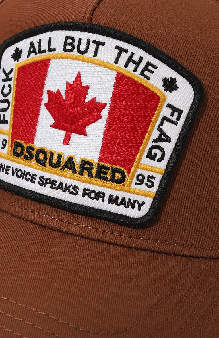 Мужская хлопковая бейсболка DSQUARED2 коричневого цвета, арт. BCM0763/05C00001 | Фото 4 (Материал: Хлопок, Текстиль; Нос: Не проставлено)