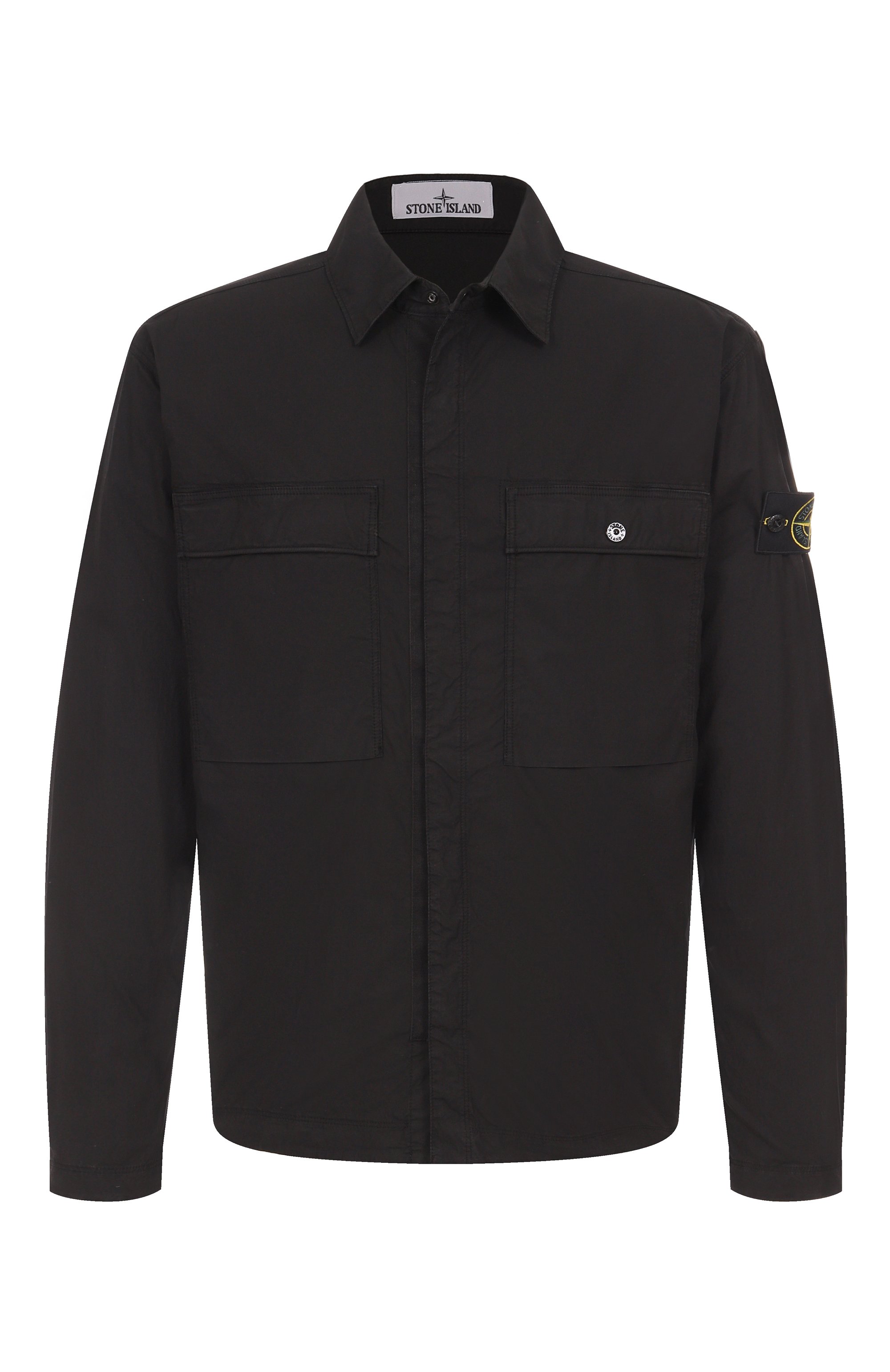 Хлопковая куртка-рубашка STONE ISLAND черного цвета по цене 66900 руб., арт. K1S151200015/S0003, фото 1 Хлопковая куртка-рубашка STONE ISLAND, арт. K1S151200015/S0003, фото 1