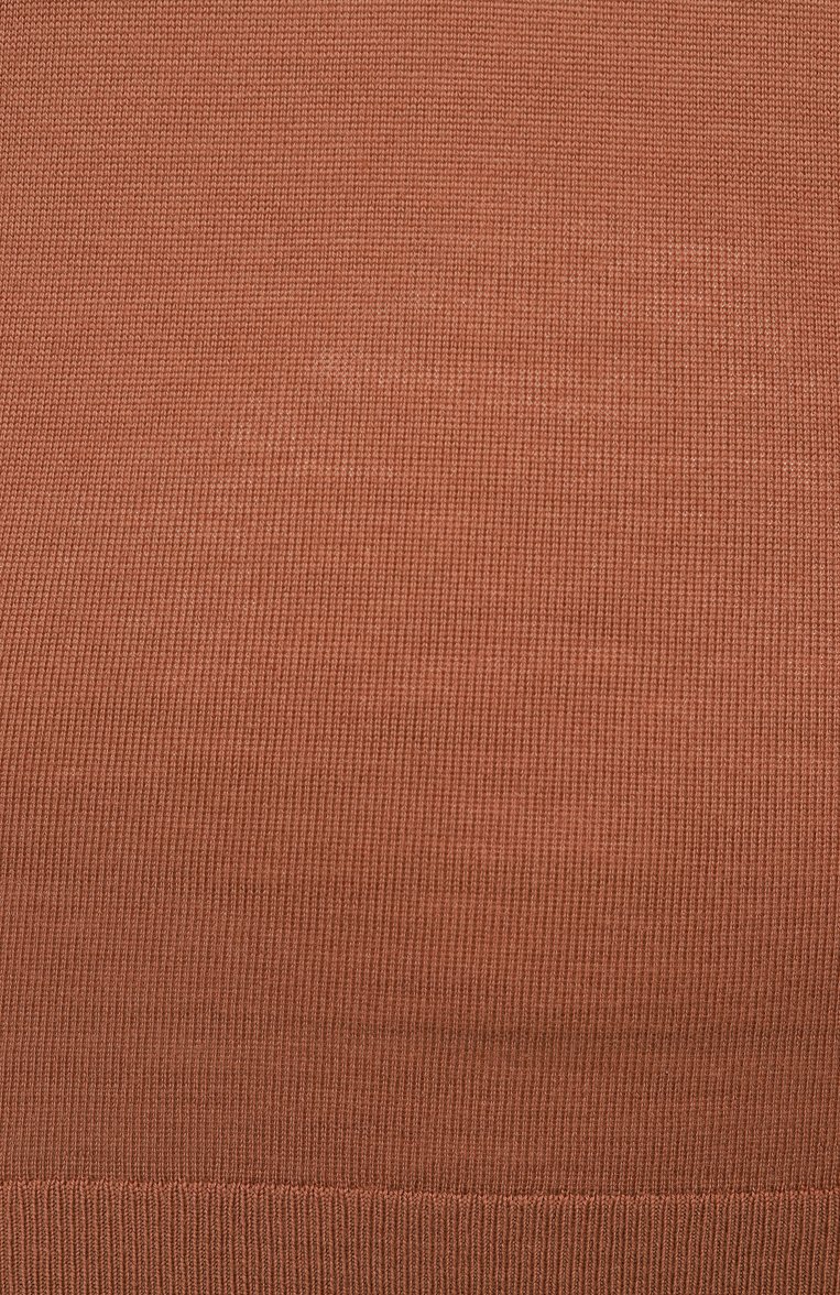 Женский шерстяной пуловер DRIES VAN NOTEN коричневого цвета, арт. 251-011201-1700 | Фото 6 (Рукава: 3/4; Материал внешний: Шерсть; Длина (для топов): Стандартные; Женское Кросс-КТ: Пуловер-одежда; Стили: Минимализм)
