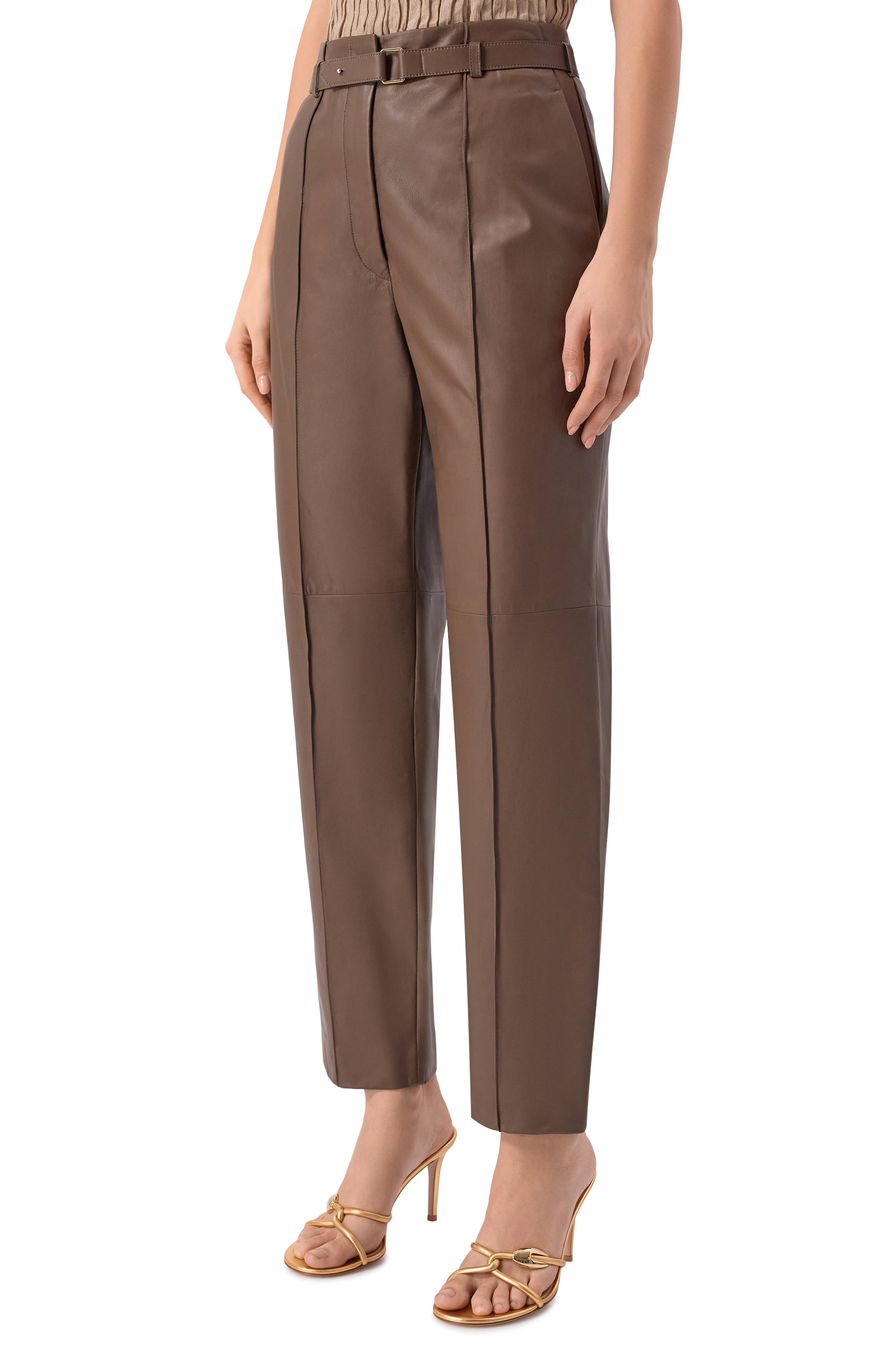 Кожаные брюки GIORGIO ARMANI коричневого цвета по цене 699500 руб., арт. GW003149/AF24746, фото 3 Кожаные брюки GIORGIO ARMANI, арт. GW003149/AF24746, фото 3