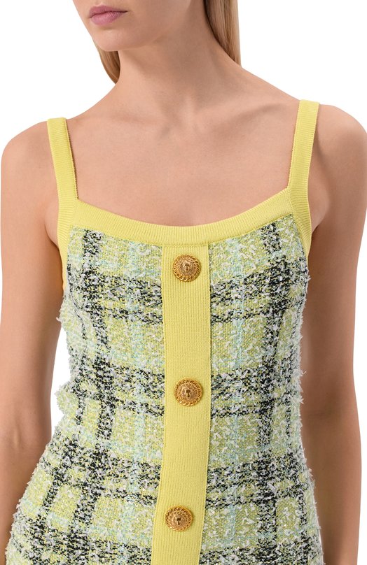 Твидовое платье Balmain GF1R4032/KJ56 Жёлтый  GF1R4032/KJ56 Фото 4