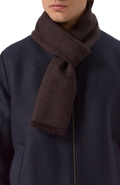 Шерстяной шарф CORNELIANI бордового цвета по цене 43750 руб., арт. 28B384/2A29023, фото 2 Шерстяной шарф CORNELIANI, арт. 28B384/2A29023, фото 2