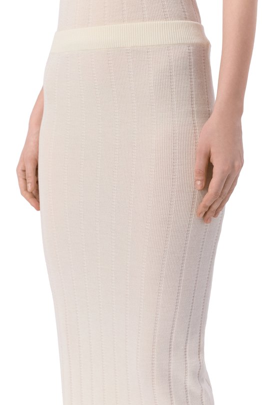 Шерстяная юбка Yuzefi SERAPHINE-TUCKSTITCH MAXI SKIRT/KNIT Кремовый  SERAPHINE-TUCKSTITCH MAXI SKIRT/KNIT Фото 5