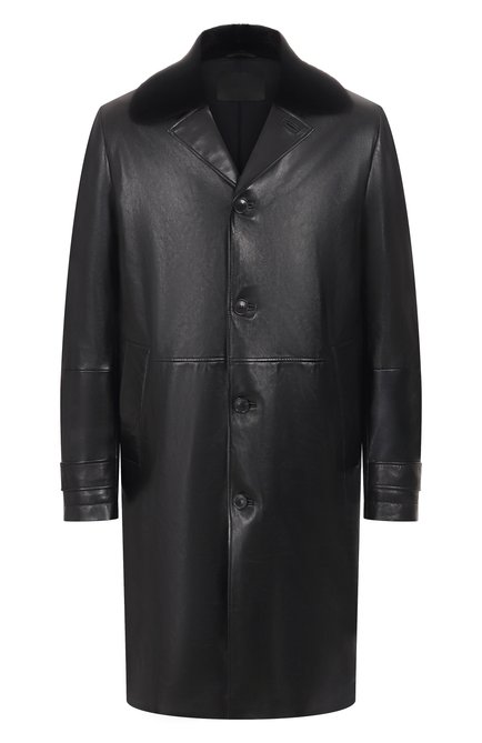 Мужское кожаное пальто с меховым воротником MVST, арт. M25.1PM.C003