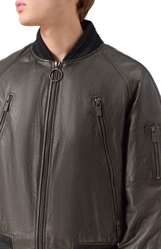Кожаный бомбер Burberry 8110040 Серый  8110040 Фото 5