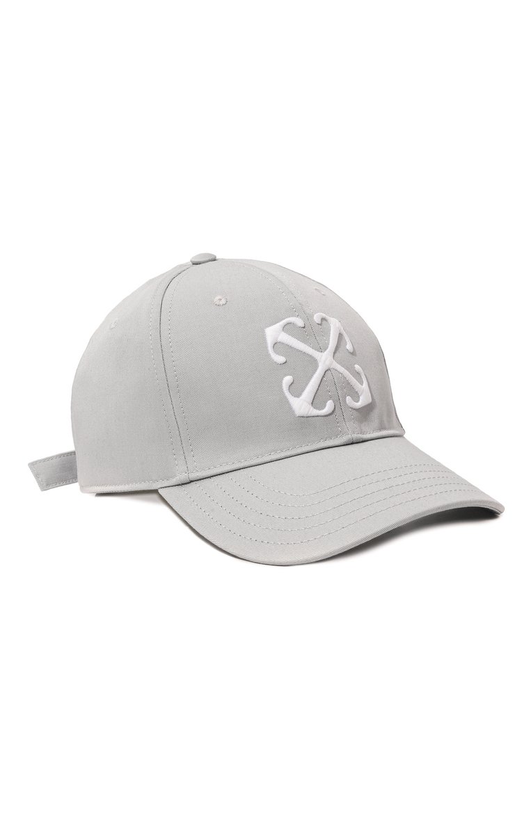 Мужская хлопковая бейсболка OFF-WHITE серого цвета, арт. 0MLB052S24FAB006 | Фото 1 (Материал: Хлопок, Текстиль; Нос: Не проставлено)