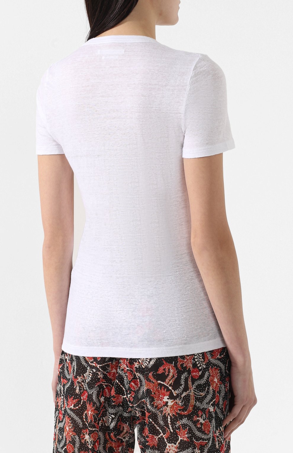 Льняная футболка ISABEL MARANT ETOILE белого цвета по цене 15150 руб., арт. TS0377-00M004E/KRANGER, фото 4 Льняная футболка ISABEL MARANT ETOILE, арт. TS0377-00M004E/KRANGER, фото 4