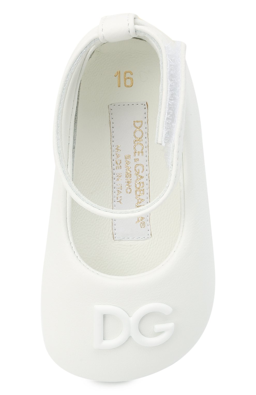 Кожаные пинетки DOLCE & GABBANA белого цвета по цене 28500 руб., арт. DK0065/A1293, фото 4 Кожаные пинетки DOLCE & GABBANA, арт. DK0065/A1293, фото 4