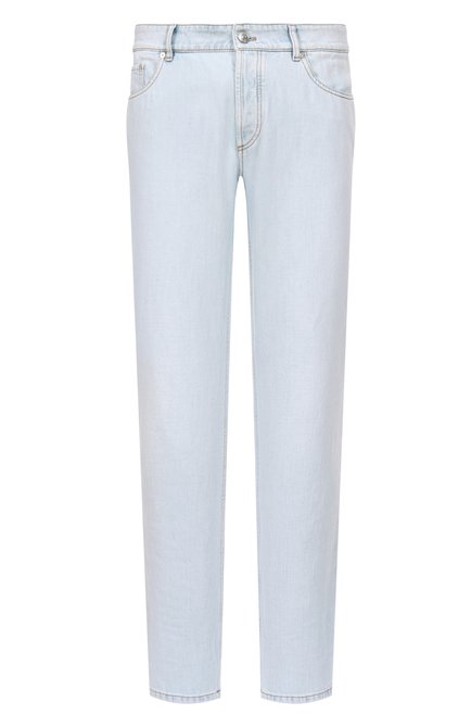 Мужские джинсы BRUNELLO CUCINELLI голубого цвета, арт. M0Z37B3210 | Фото 1 (Драгоценные камни: Проставлено; Материал внешний: Хлопок; Материал сплава: Проставлено; Длина (брюки, джинсы): Стандартные)