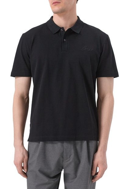 Хлопковое поло BOSS черного цвета по цене 17950 руб., арт. 50531402, фото 3 Хлопковое поло BOSS, арт. 50531402, фото 3