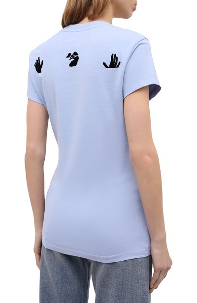Хлопковая футболка OFF-WHITE голубого цвета по цене 27450 руб., арт. 0WAA040F20JER0023610, фото 4 Хлопковая футболка OFF-WHITE, арт. 0WAA040F20JER0023610, фото 4