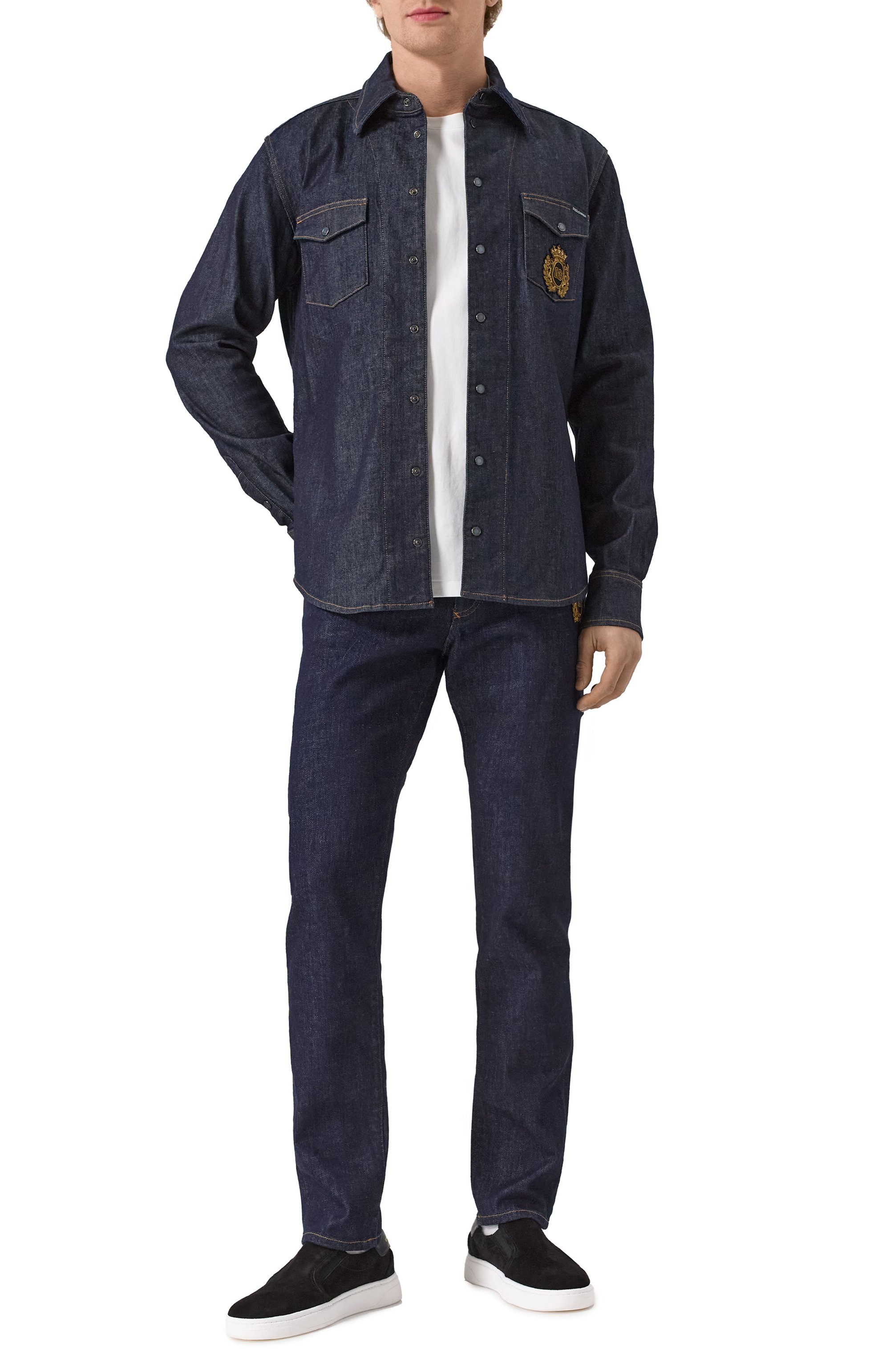 Джинсовая рубашка DOLCE & GABBANA темно-синего цвета по цене 126000 руб., арт. G5MN8Z/G8MG4, фото 2 Джинсовая рубашка DOLCE & GABBANA, арт. G5MN8Z/G8MG4, фото 2