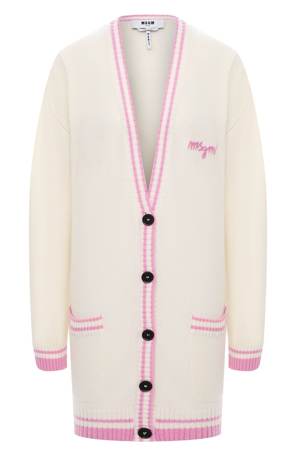 Кардиган из шерсти и кашемира MSGM белого цвета по цене 36950 руб., арт. 3041MDM111 217293, фото 1 Кардиган из шерсти и кашемира MSGM, арт. 3041MDM111 217293, фото 1