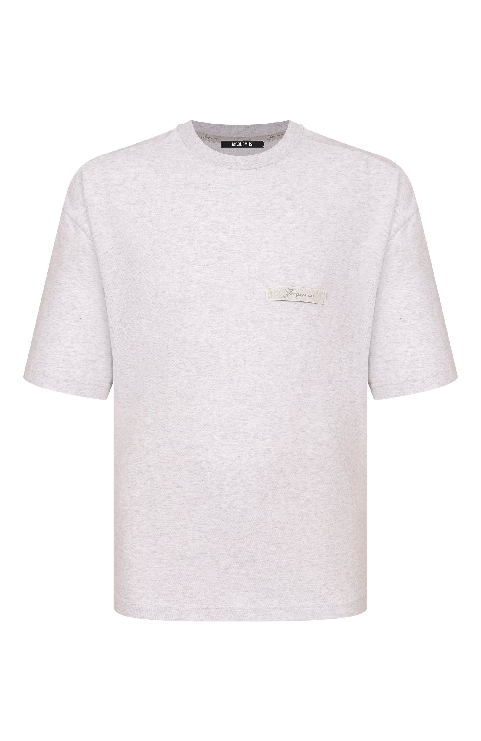 Хлопковая футболка JACQUEMUS серого цвета по цене 27800 руб., арт. 26HTSU00345/AJ00327, фото 1 Хлопковая футболка JACQUEMUS, арт. 26HTSU00345/AJ00327, фото 1