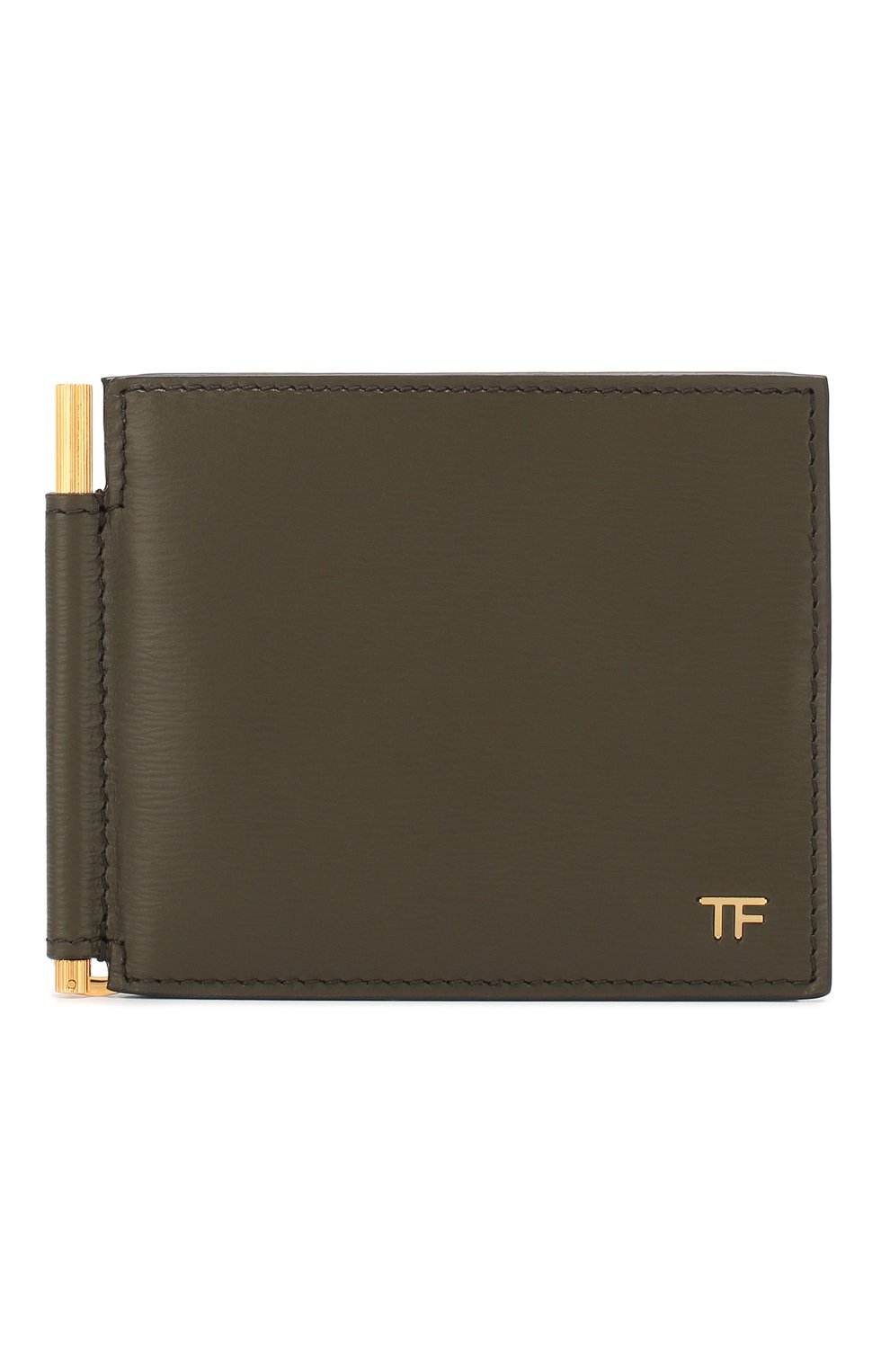 Кожаный зажим для купюр TOM FORD хаки цвета по цене 52850 руб., арт. Y0231T-LCL053, фото 1 Кожаный зажим для купюр TOM FORD, арт. Y0231T-LCL053, фото 1