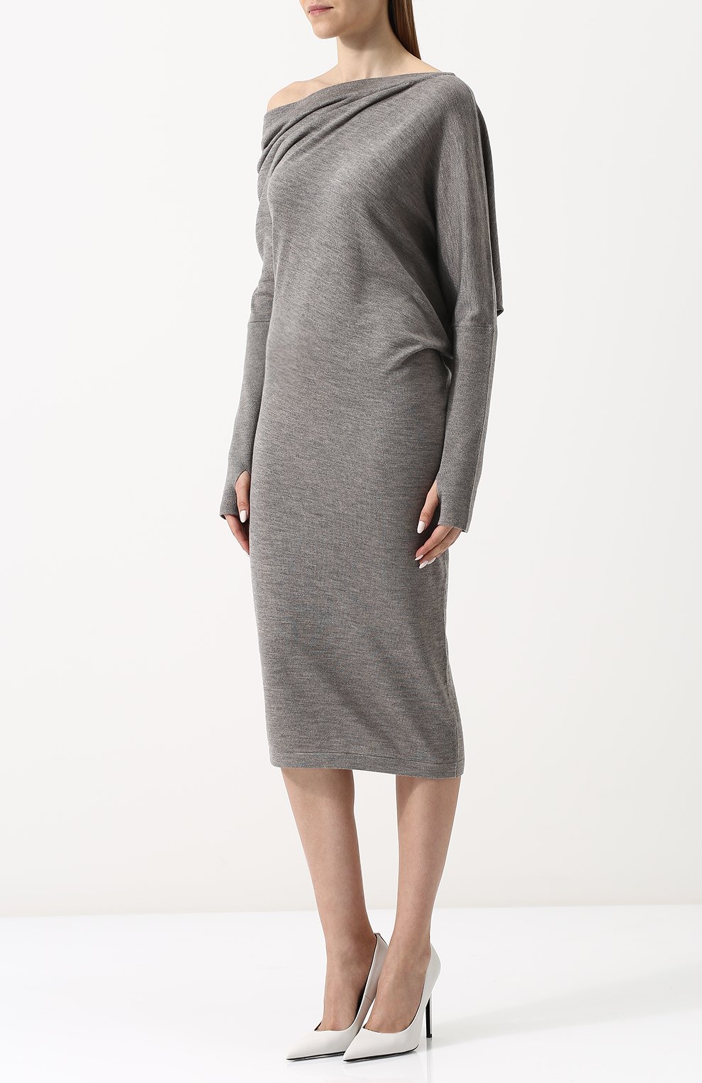 Кашемировое платье-миди с открытым плечом TOM FORD, арт. ACK145-YAX087, фото 3
