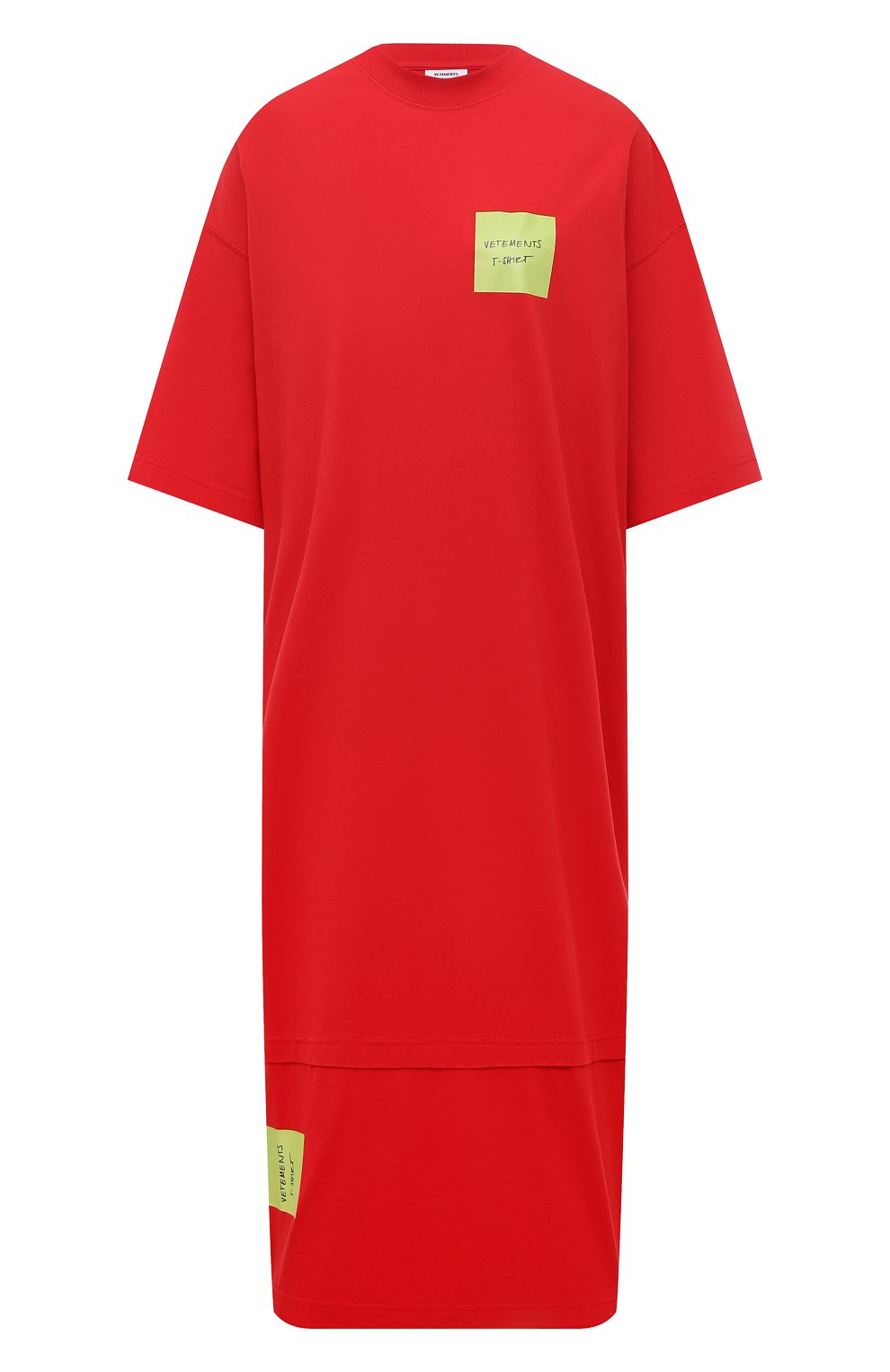 Хлопковое платье VETEMENTS красного цвета по цене 87800 руб., арт. UE54TR300R, фото 1 Хлопковое платье VETEMENTS, арт. UE54TR300R, фото 1