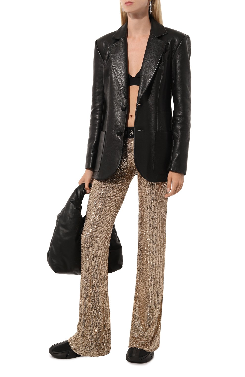 Брюки с отделкой пайетками PALM ANGELS, арт. PWCA101F24FAB002, фото 2