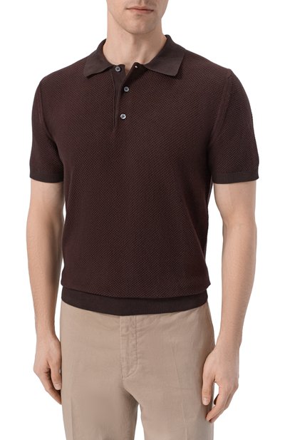 Хлопковое поло CANALI темно-коричневого цвета по цене 59650 руб., арт. C0127/MK02461, фото 3 Хлопковое поло CANALI, арт. C0127/MK02461, фото 3