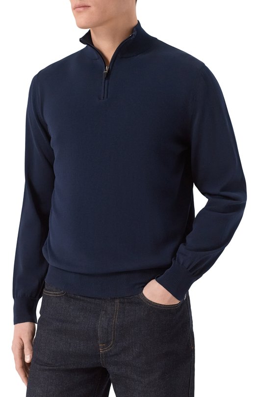 Хлопковый джемпер Canali C0015/MK02459 Синий  C0015/MK02459 Фото 3