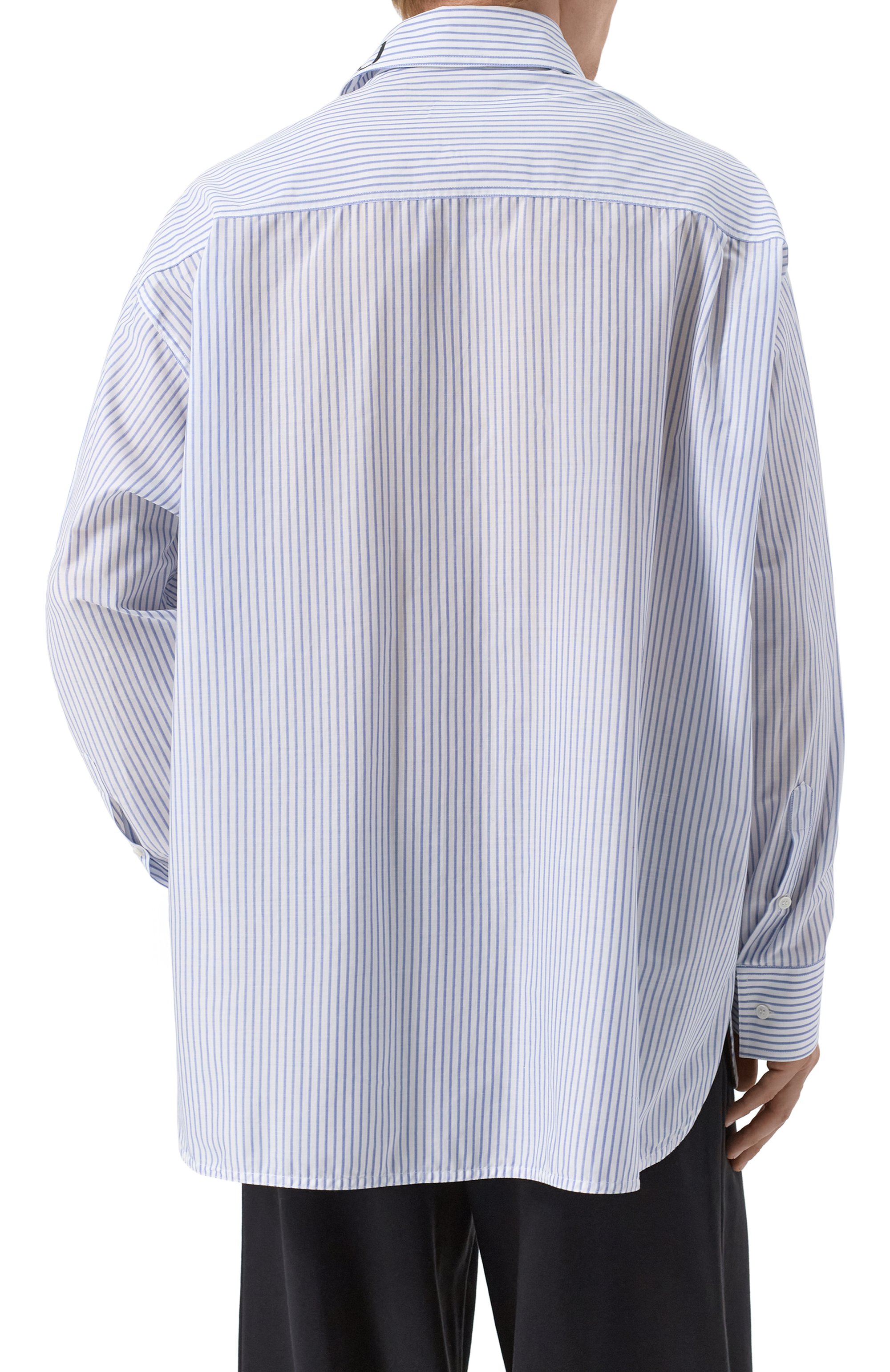 Хлопковая рубашка MM6 голубого цвета по цене 75750 руб., арт. SH0DT0014/M35251, фото 4 Хлопковая рубашка MM6, арт. SH0DT0014/M35251, фото 4