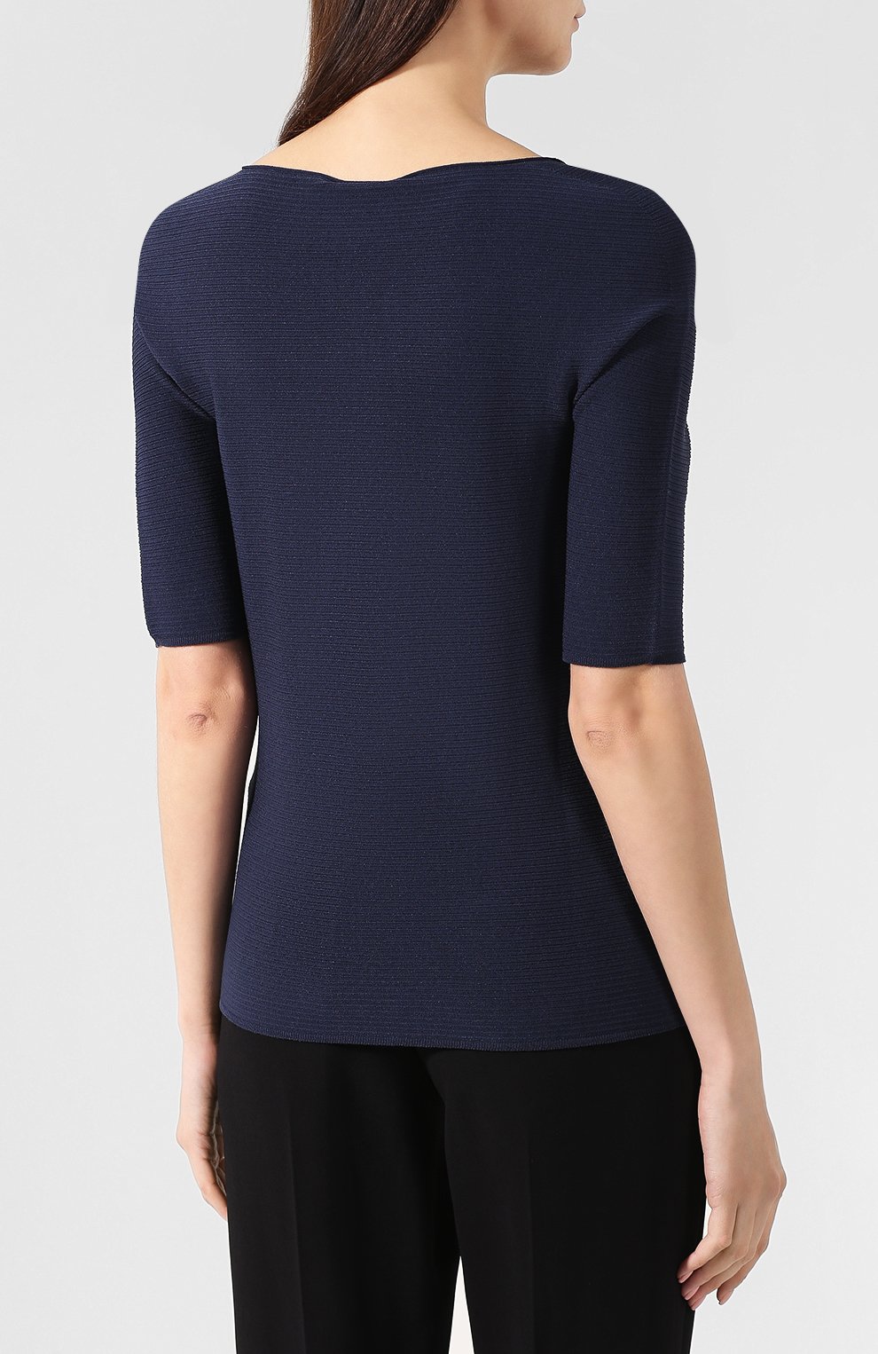 Пуловер из вискозы GIORGIO ARMANI синего цвета по цене 52850 руб., арт. 3GAMA4/AMA1Z, фото 4 Пуловер из вискозы GIORGIO ARMANI, арт. 3GAMA4/AMA1Z, фото 4