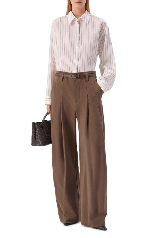 Хлопковые брюки Brunello Cucinelli MB152P9022 Коричневый  MB152P9022 Фото 2