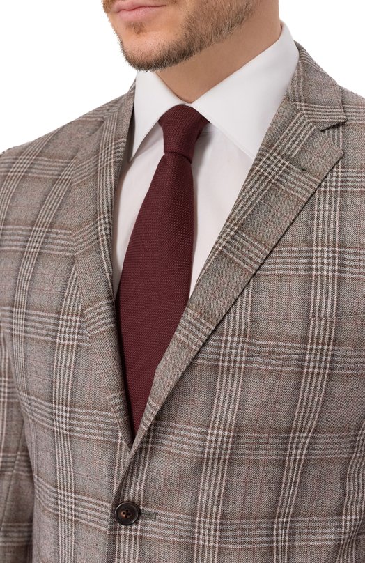 Галстук из шерсти и шелка Zilli CRAV2BM0330VZMG00 Бордовый  CRAV2BM0330VZMG00 Фото 2