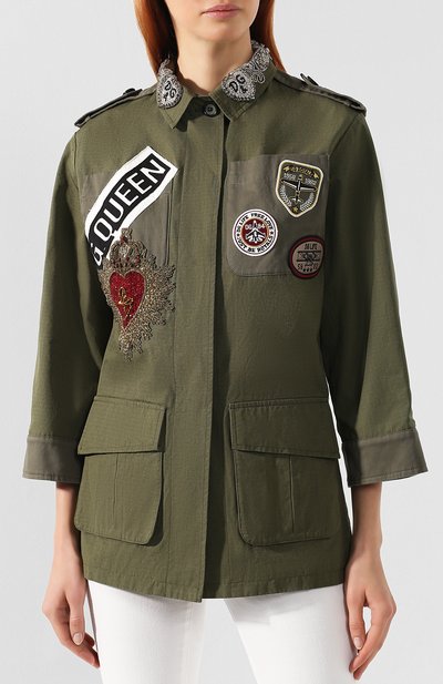 Хлопковая куртка DOLCE & GABBANA хаки цвета по цене 267500 руб., арт. F28NIZ/FU5SC, фото 3 Хлопковая куртка DOLCE & GABBANA, арт. F28NIZ/FU5SC, фото 3