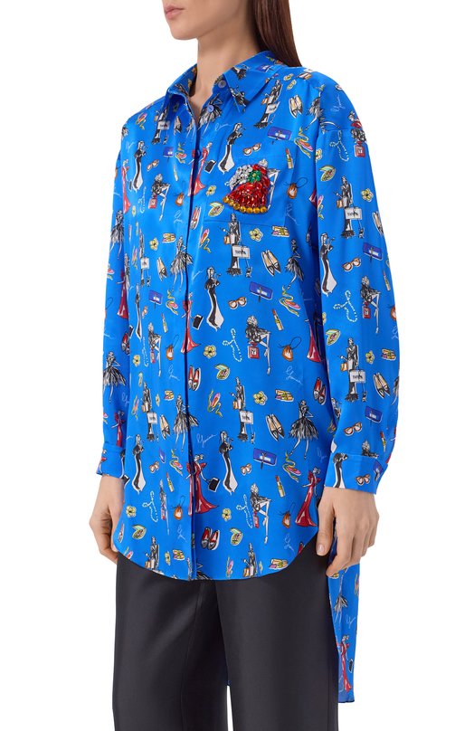 Атласная рубашка YANINA T-3122 Синий  T-3122 Фото 3