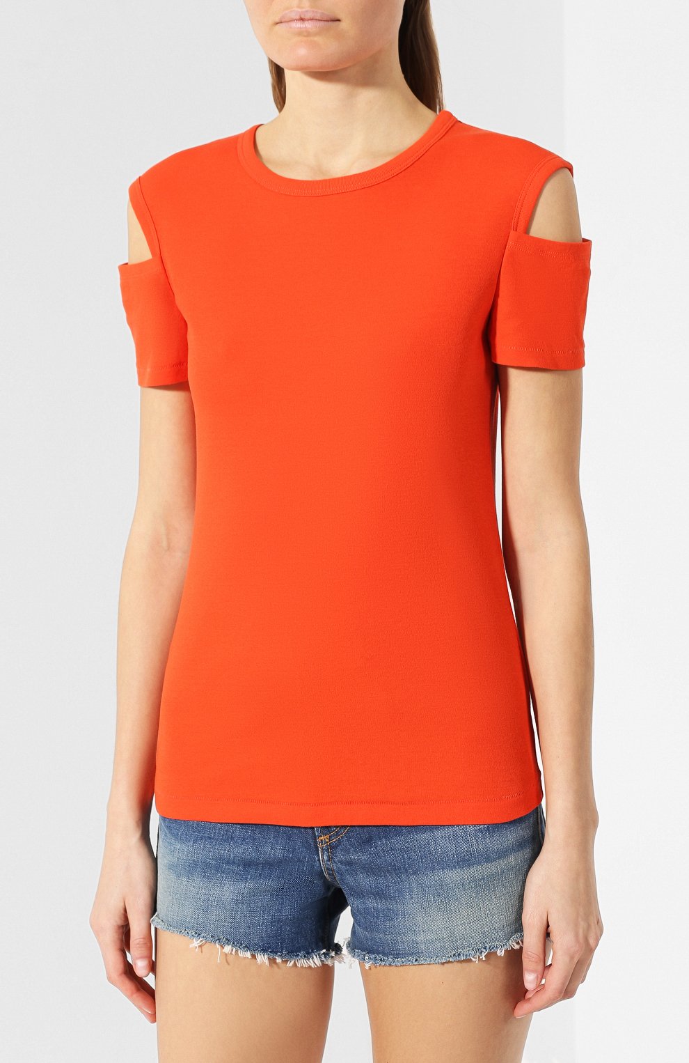 Хлопковая футболка HELMUT LANG красного цвета по цене 10750 руб., арт. I10HW508, фото 3 Хлопковая футболка HELMUT LANG, арт. I10HW508, фото 3