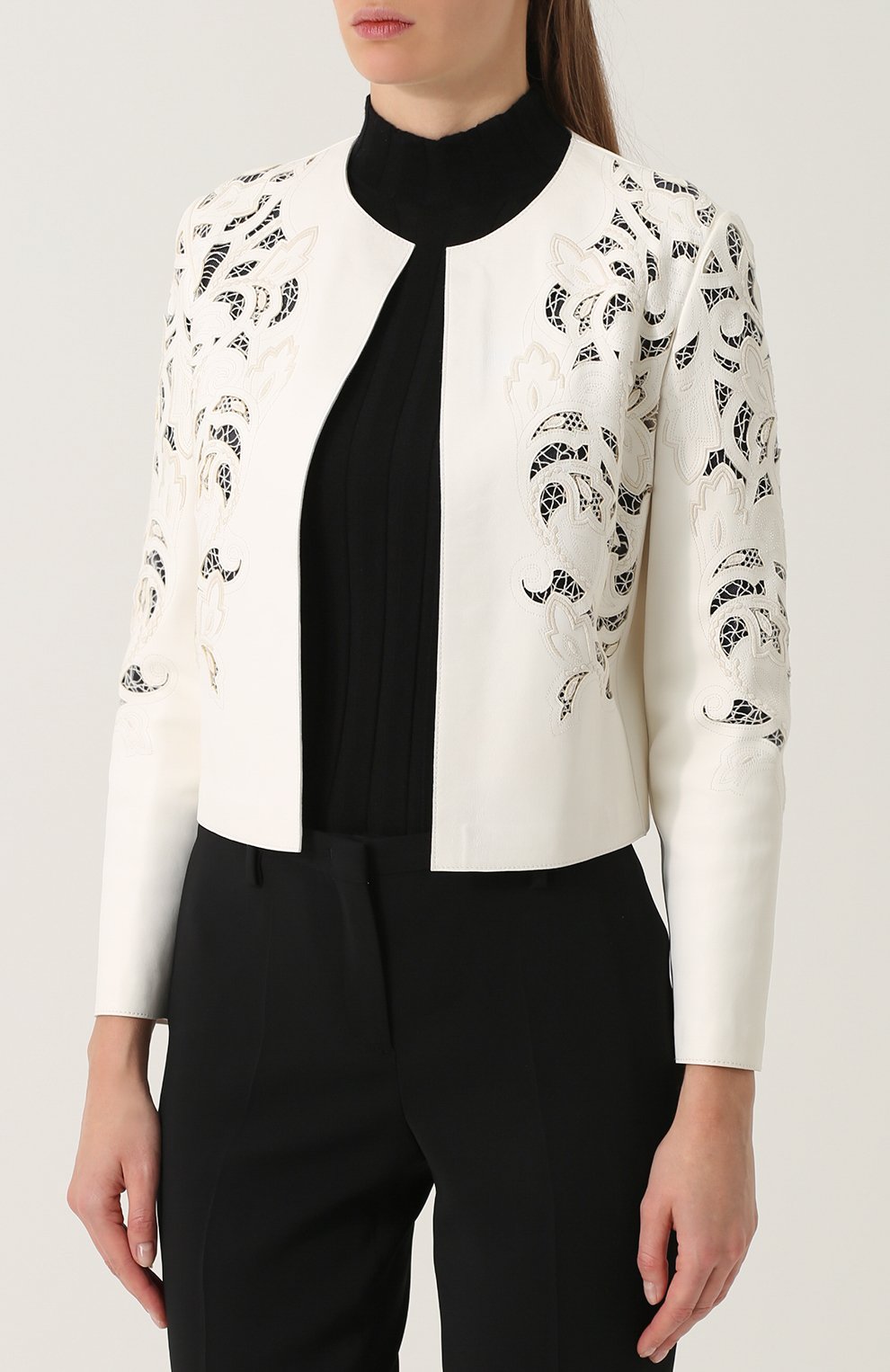 Кожаная куртка с круглым вырезом и перфорацией RALPH LAUREN, арт. 290671367, фото 3