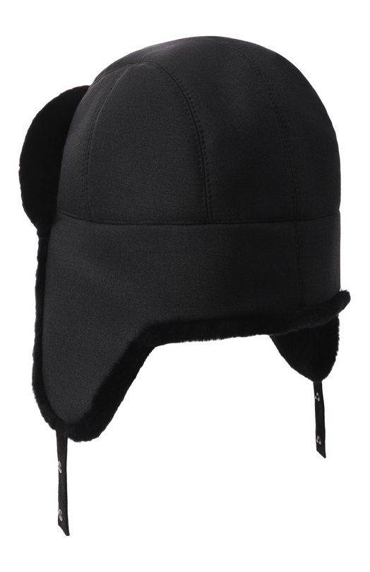 Кашемировая шапка-ушанка с мехом бобра MVST MH-17 BLACK FABRIC + BEAVER Чёрный  MH-17 BLACK FABRIC + BEAVER Фото 2