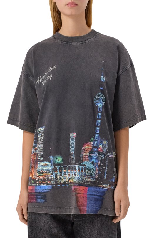 Хлопковая футболка Alexander Wang UCC3251844 Серый  UCC3251844 Фото 3