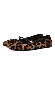 Женские текстильные балетки vally DOLCE & GABBANA леопардового цвета, арт. CB0246/A6L96 | Фото 1 (Материал внешний: Текстиль; Драгоценные камни: Проставлено; Материал внутренний: Натуральная кожа; Материал сплава: Проставлено; Подошва: Плоская)