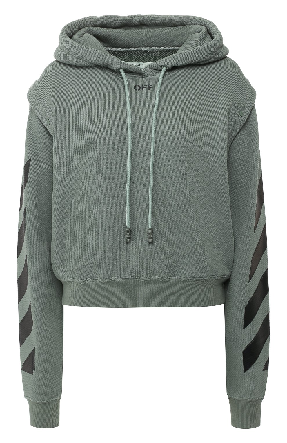Хлопковое худи OFF-WHITE хаки цвета по цене 58750 руб., арт. 0WBB028R19C480694310, фото 1 Хлопковое худи OFF-WHITE, арт. 0WBB028R19C480694310, фото 1