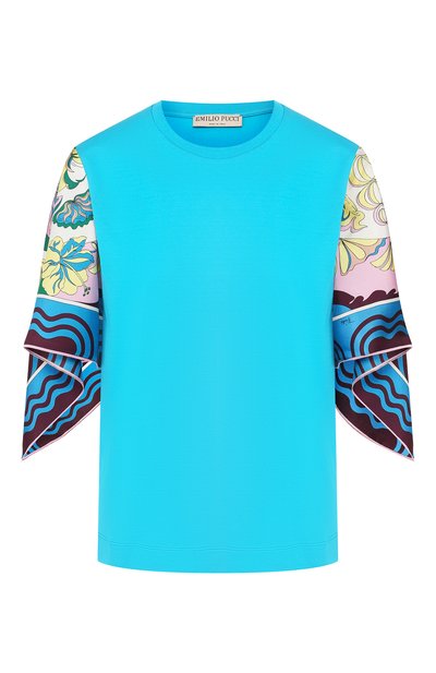 Женская футболка из смеси хлопка и шелка EMILIO PUCCI, арт. 0EJP10/0E988