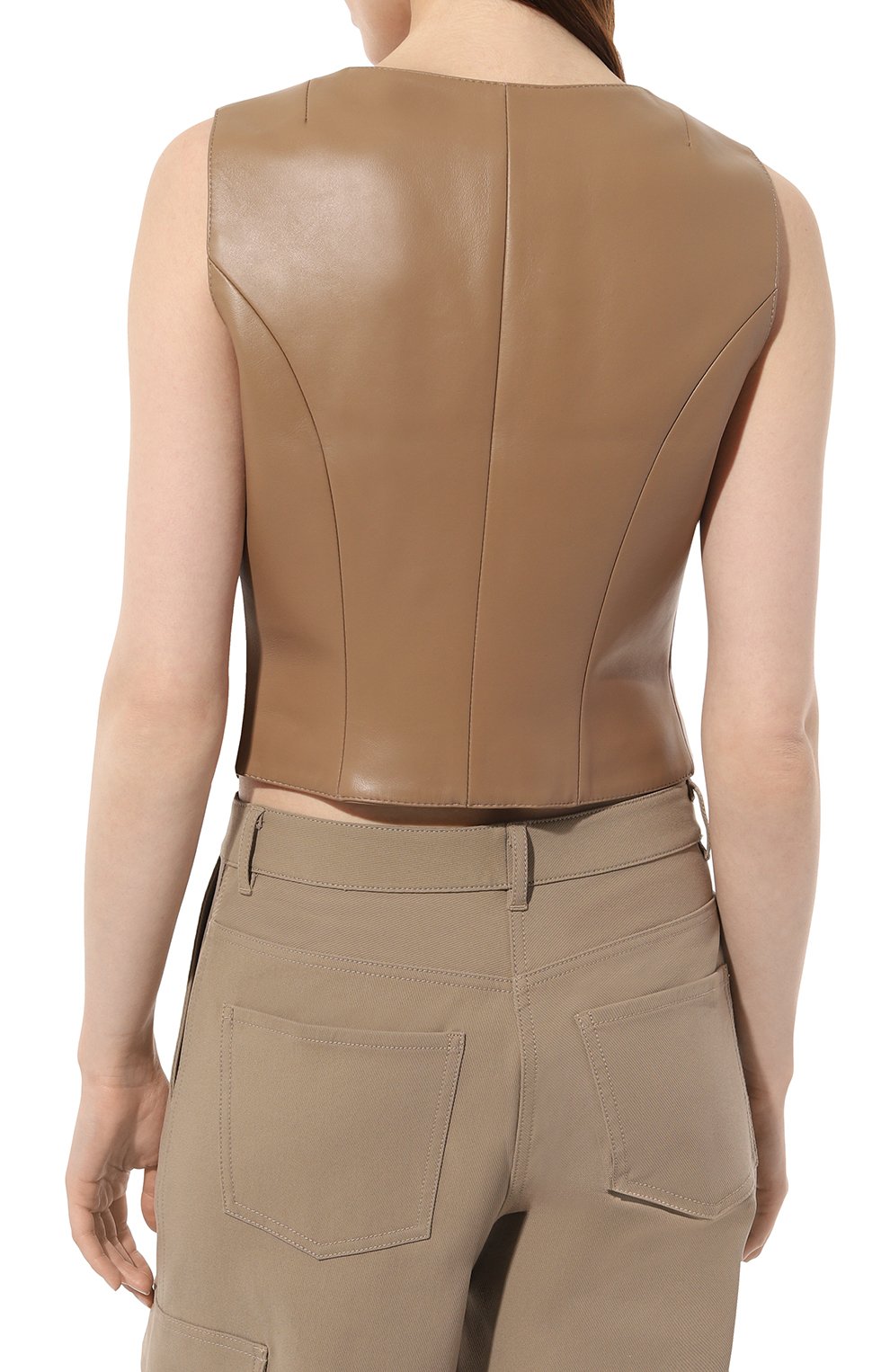 Кожаный жилет NOBLE&BRULEE темно-бежевого цвета по цене 70000 руб., арт. NB70/160224/21, фото 4 Кожаный жилет NOBLE&BRULEE, арт. NB70/160224/21, фото 4