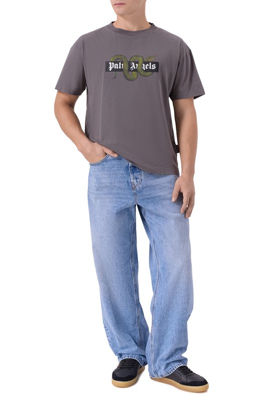 Хлопковая футболка Palm Angels PMAA109F25JER008 Серый  PMAA109F25JER008 Фото 2