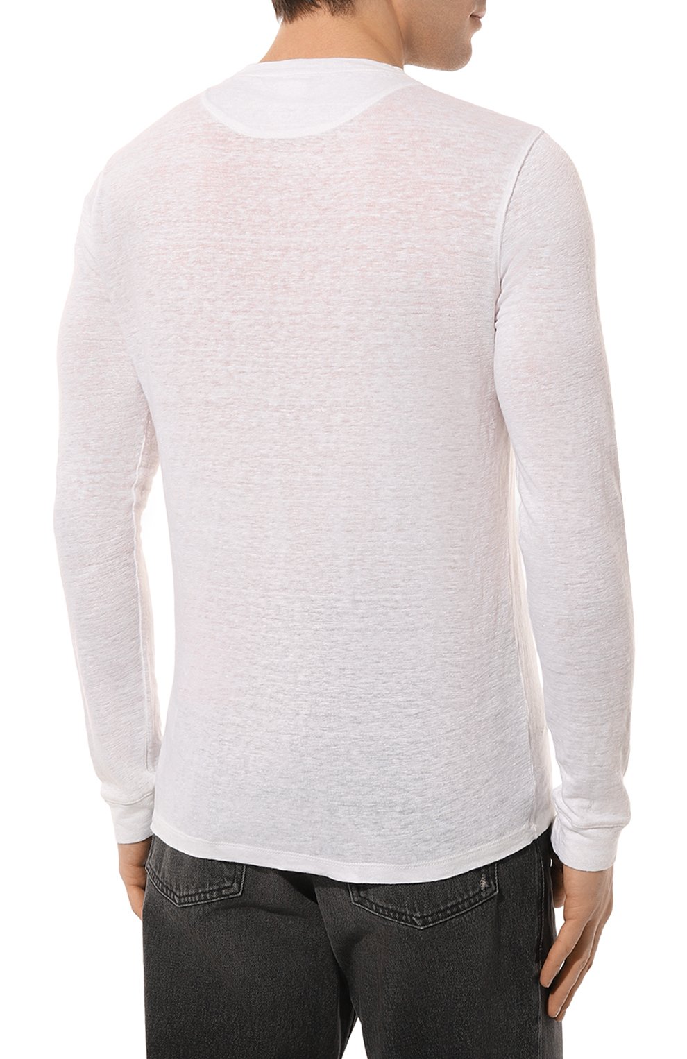 Льняной лонгслив 120% LINO белого цвета по цене 21950 руб., арт. Y0M70F4/000E908/S00, фото 4 Льняной лонгслив 120% LINO, арт. Y0M70F4/000E908/S00, фото 4